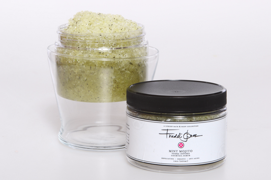 I tried the Mint Mojito scrub and  can I say this stuff is Ridiculously so good and makes my skin smooth and soft" ~ Sonya P., Freddi Jones Customer